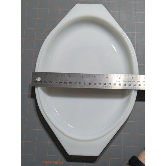 Vintage Pyrex Blue Snowflake Garland Oval Lid 12.75" White Glass Replacement - Picture 9 of 15
